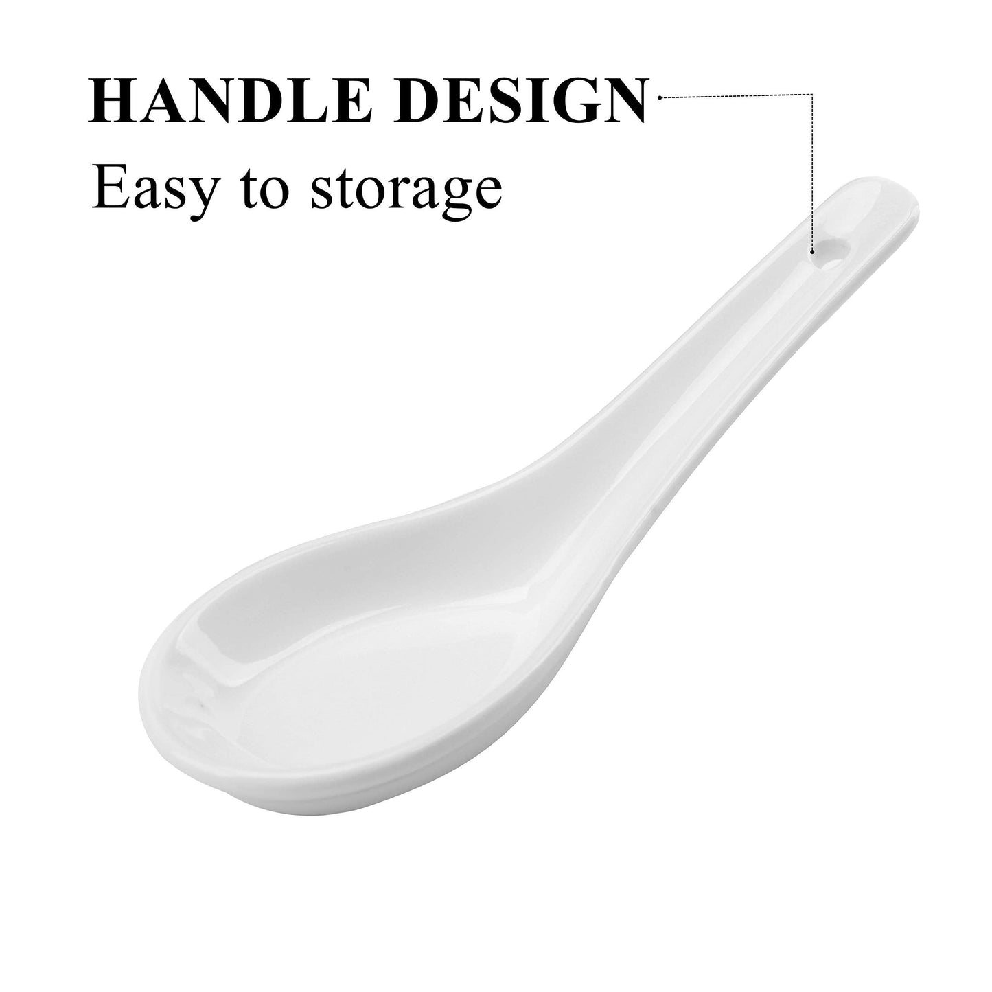 Yopay 24 Pack Soup Spoon Ceramic Asian Ramen Spoons, 5 Inch Small White Porcelain Spoons, Dessert Spoon for Kids Adults Appetizer Wonton Dumpling Miso Pho Macaron, Dishwasher Safe, Oven Safe