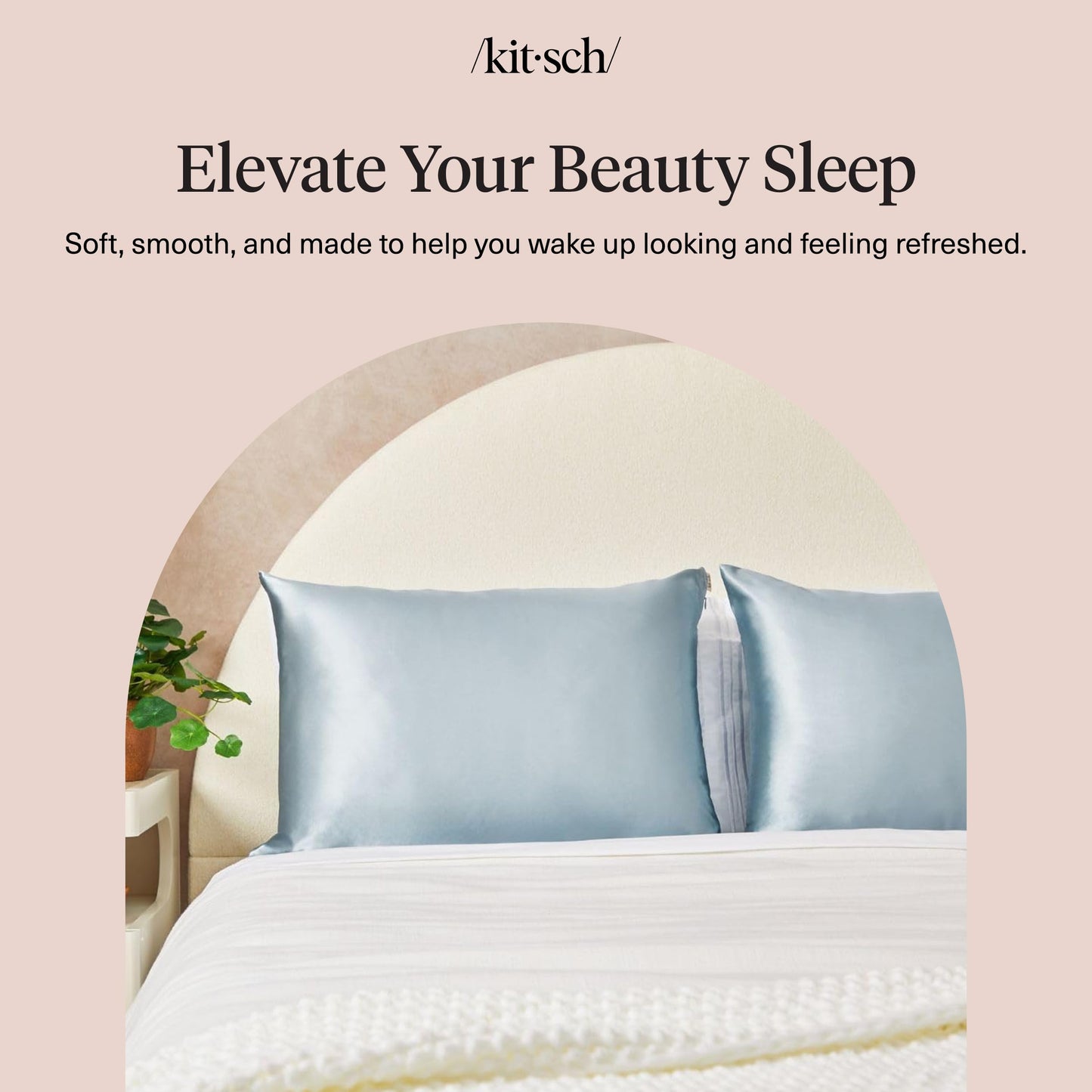 Kitsch Satin Pillowcase with Zipper for Hair & Skin - Softer Than Silk Pillow Cases, Smooth Cooling Satin Pillow Case, Wrinkle-Free, Machine Washable - Pillow Cases Standard Size (19x26) - Haze Blue
