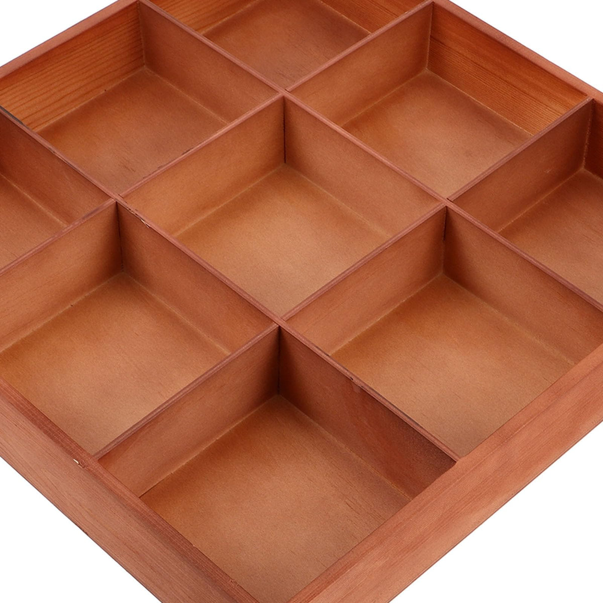 CLISPEED Wooden Multi-compartment Organizer Tray for Office Kitchen Storage and Small Parts Organizer, Brown Wood Material with Versatile Use for Cosmetics and Items on Tabletop or Room