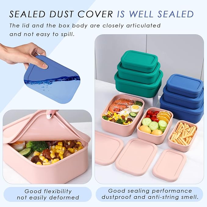 Silicone Food Storage Containers, Hard-Shell Silicone, Dishwasher and Freezer
