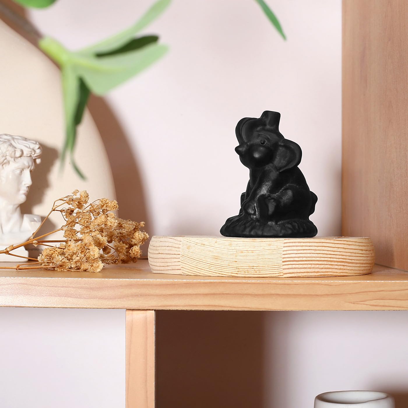 ZHIYUXI 2.2" Crystal Elephant Figurine, Black Crystal Elephant Statue Decor for Home Office Shelf, Housewarming Good Luck Gifts for Women Men, Small Sculpture for Desk & Living Room Decoration