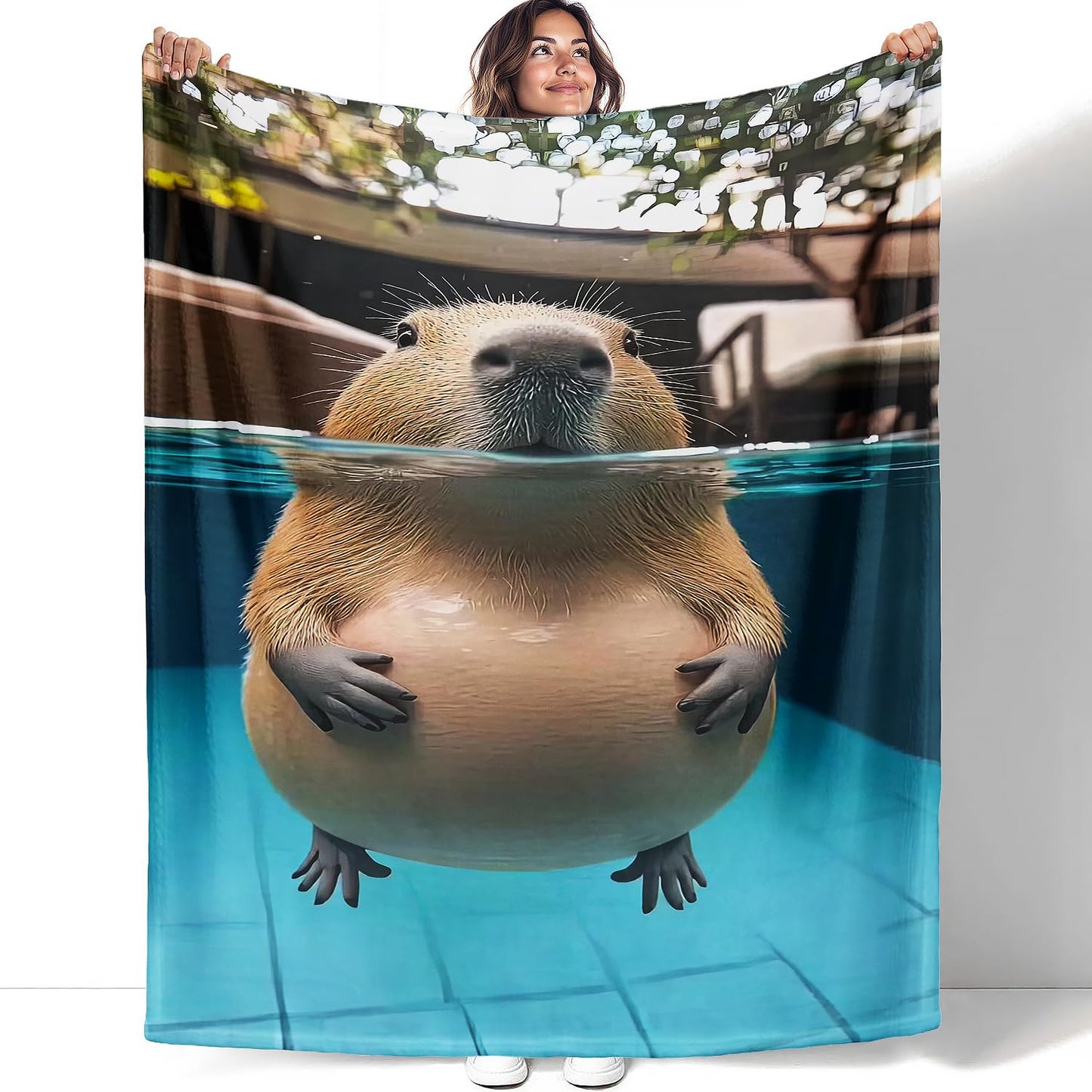 YISUMEI Capybara Gifts Throw Blanket, 50"x60", Underwater Capybara Cozy Blanket for Women, Kids and Teens, Ultra Soft Plush Fleece Flannel Blanket for Couch & Bed, Room Decor