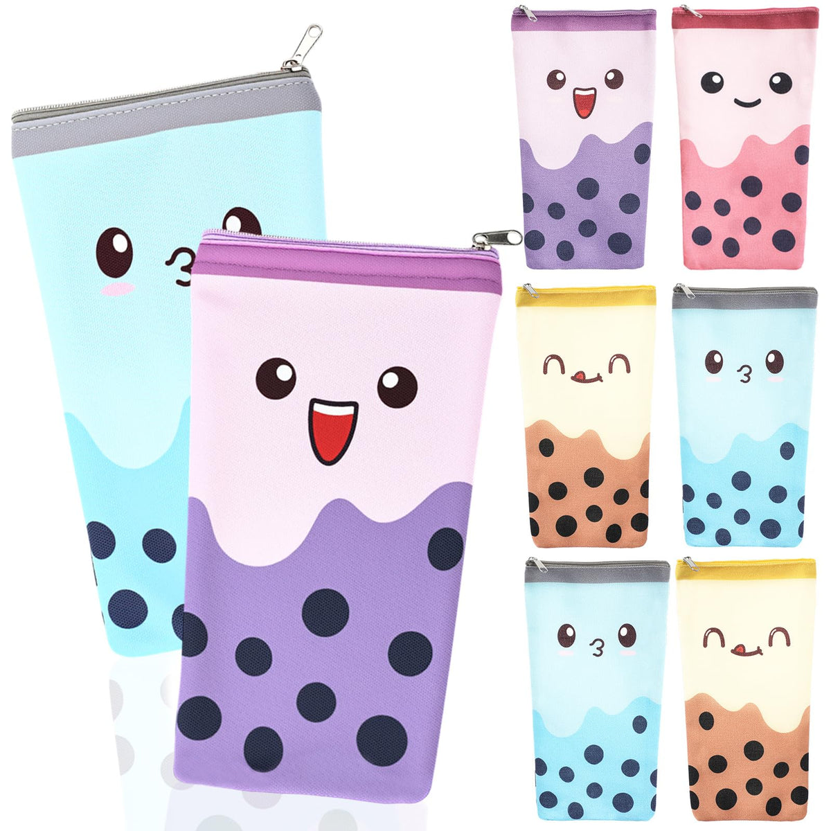 Jaloro 12 Pcs 100 Days of School Favors Cute Colorful Bubble Pencil Case Pop up Stand up Pencil Pouch Bulk with Zipper Standing Stationery Novelty Teacher Appreciation Gift for Student School Supplies