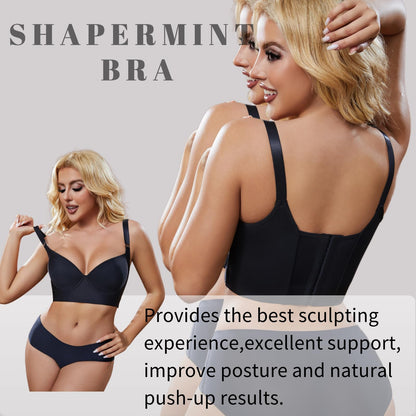 Simpyiss Womens Push Up Bra - Back Smoothing, Add One Cup, Daisy Bra (Black, 38B)