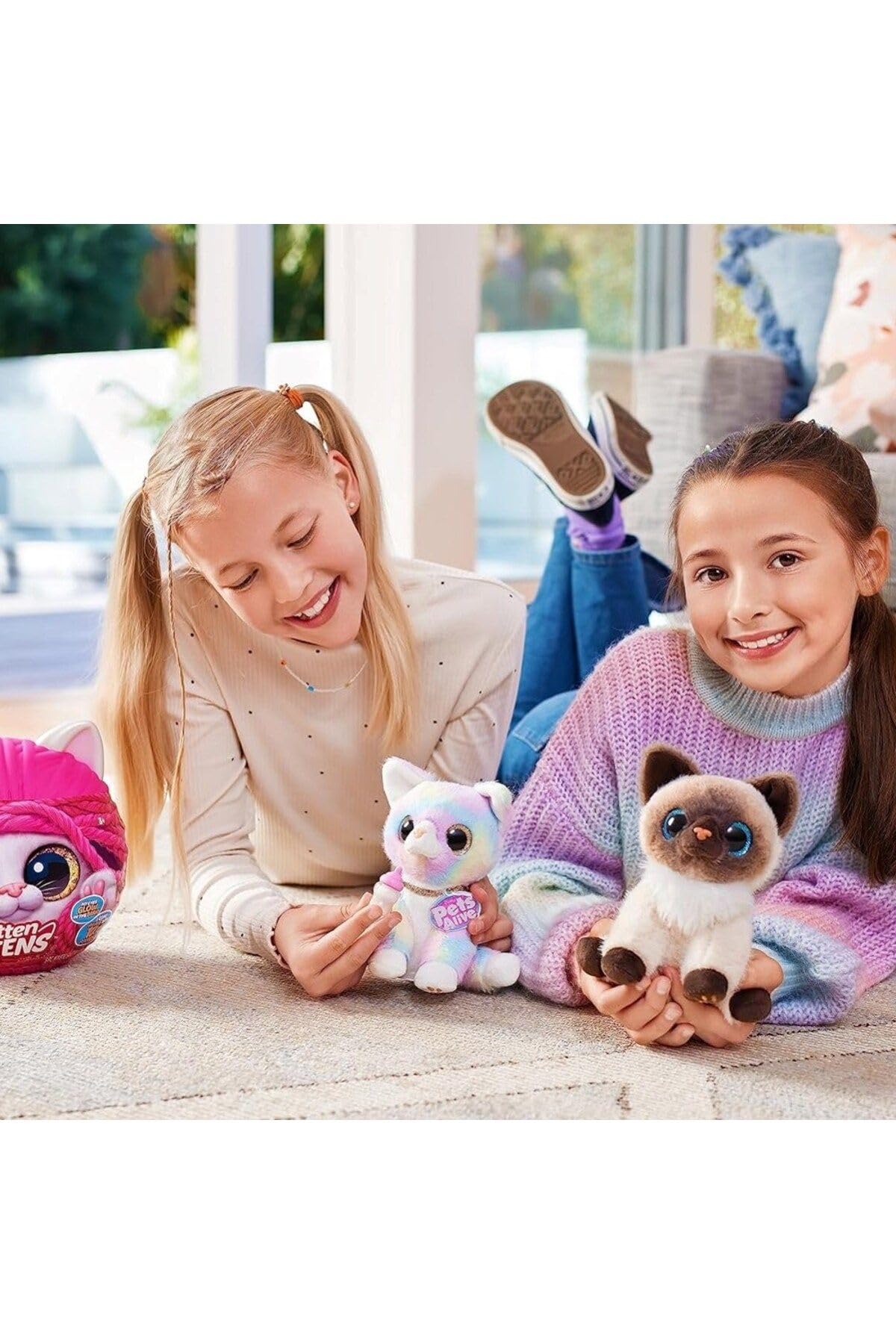 Pets Alive Smitten Kittens Ginger, Surprise Kitten Plush, Ultra Soft Plushies, Interactive Toy Pets, Electronic Pet Kitten, Ages 3+ (Ginger)