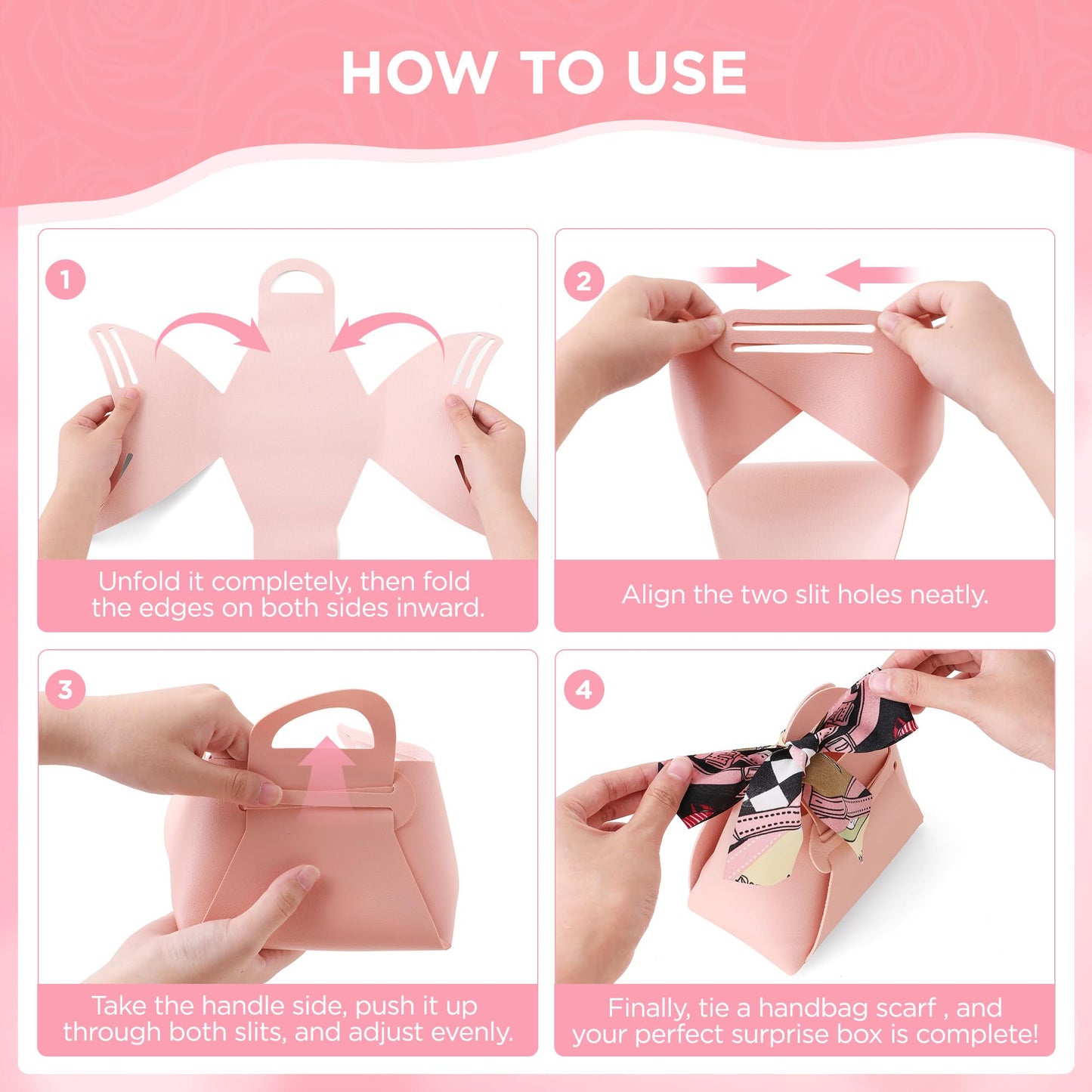 2PCS Money Pull Box for Cash, Leather Surprise Money Boxes with Ribbon Mini Money Pull Bags with 30 Pcs Transparent Bags for Birthday Party Christmas (Pink)