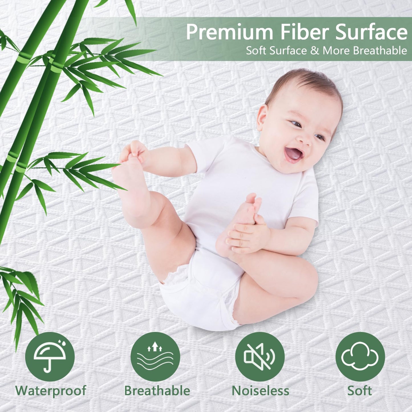Premium Waterproof Mattress Protector King Size, Breathable Bed Cover 3D Air Fabric Cooling Mattress Pad Cover Smooth Soft Noiseless Washable, 8''-21'' Deep Pocket (White)