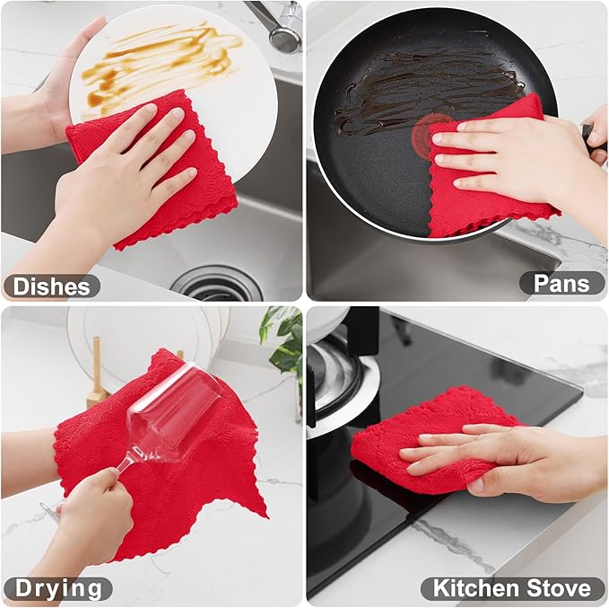 Homaxy 12 Pack Kitchen Dish Cloths, Super Soft and Absorbent Coral Velvet Dish