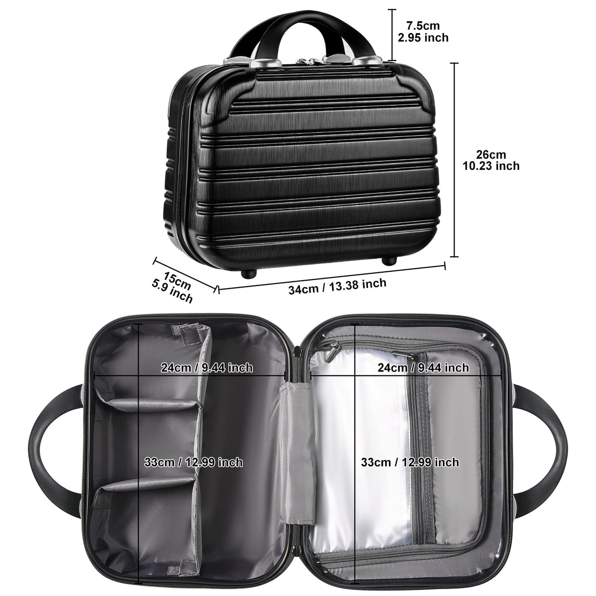14-Inch Makeup Train Case Hardshell PC+ABS Travel Cosmetic Organizer, Makeup Storage Box for Toiletry Durable Portable Gifts for Women.