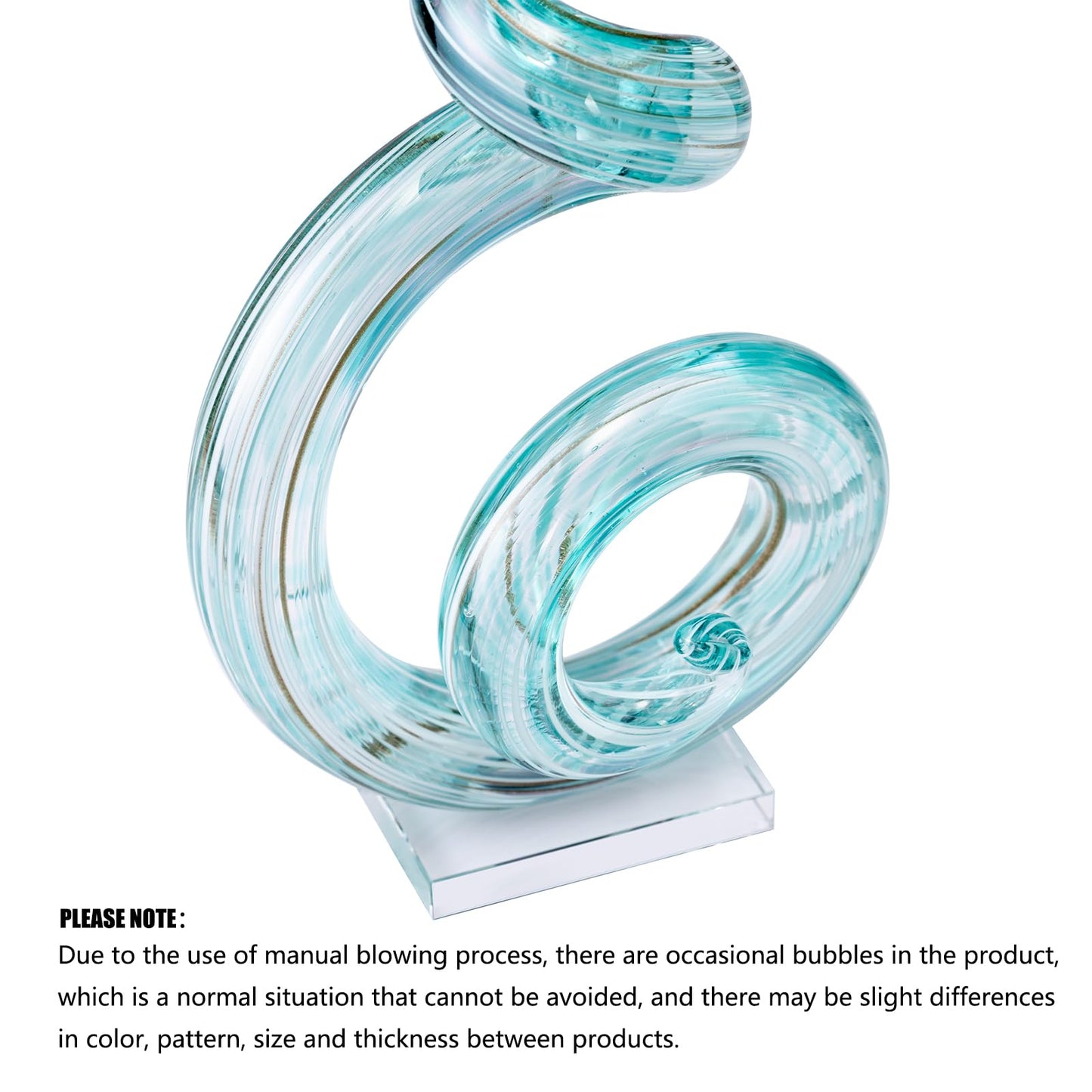 15" Tall Hand-Blown Murano-Style Glass Sculpture Statues Art Ornament Statue Figurines Home Decor Accent Piece Coastal Ocean Nautical Home Decor,Shelf,TV Stand,Tabletop Centerpieces,Wonderful Gift