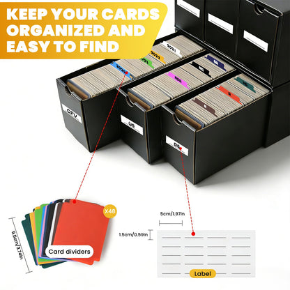 JUMPOW Trading Card Storage Box - 12000+ Card Storage Box Organizer, Bulk Card Sports Card Storage Boxes With 48 Card Dividers, Labels & Tapes, For TCG/MTG/PTCG/Baseball Card Storage And Collection