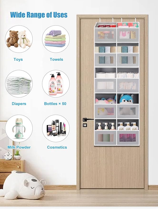 Over the Door Organizer Hanging- 10 Compartments, 80 lbs Load Behind Door