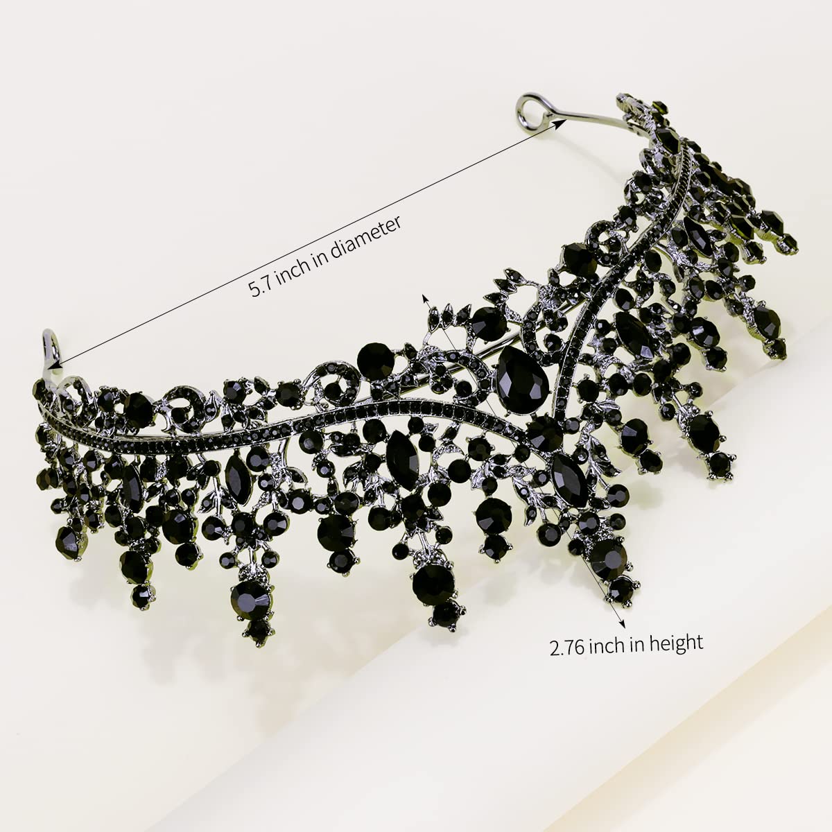 TOBATOBA Black Tiaras and Crowns for Women, Gothic Wedding Tiara, Black Swan Crown Gothic Halloween Costumes for Women Prom Cosplay Accessories