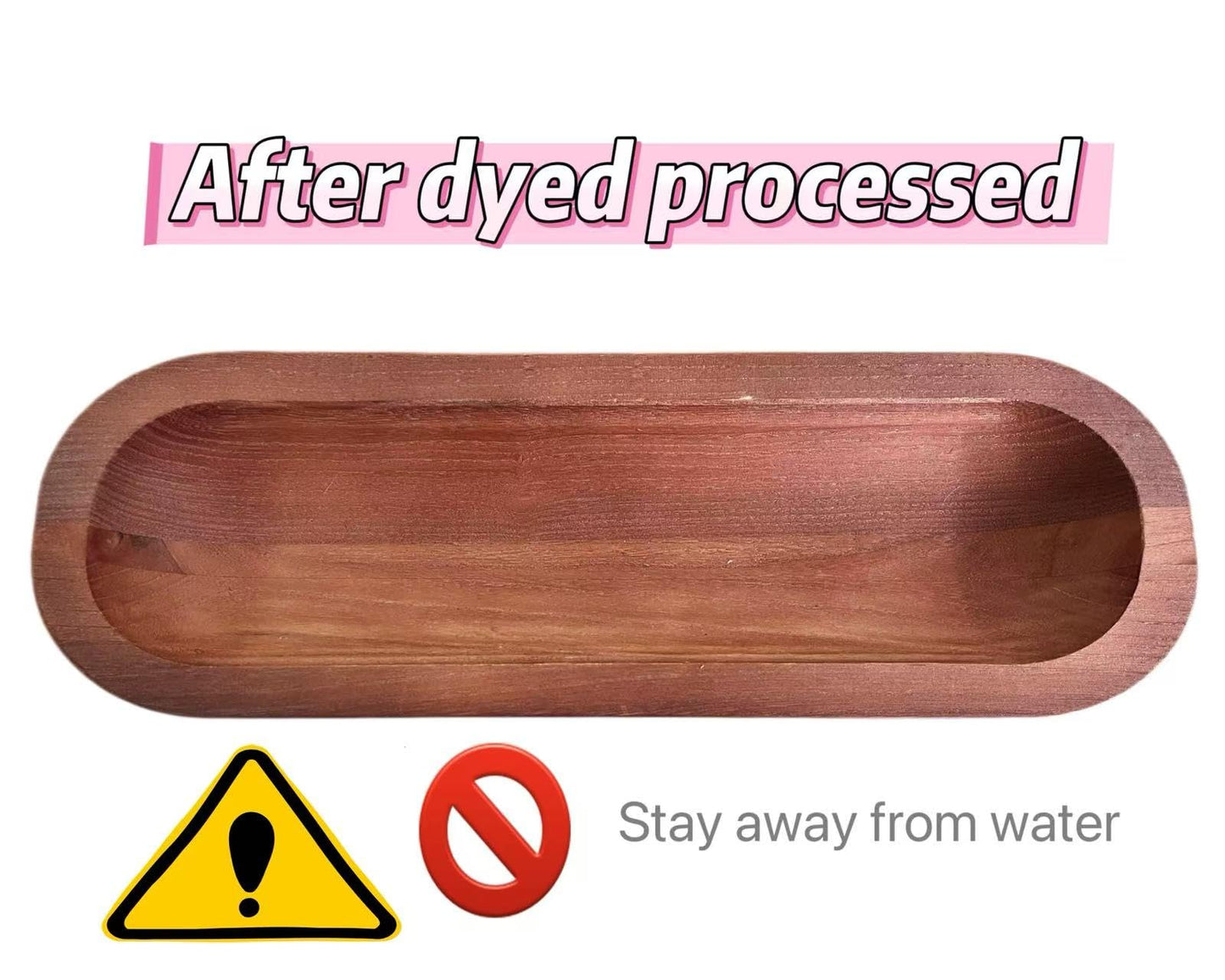 Phinicco Stained Wood Dough Bowl - 15.8" x 5" x 2" Oblong Decorative Tray, Hand-Carved Farmhouse Centerpiece for Coffee Table, Mantel & Entryway Display