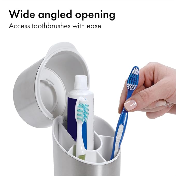 OXO Good Grips Stainless Steel Toothbrush Organizer, Bathroom Organizer and