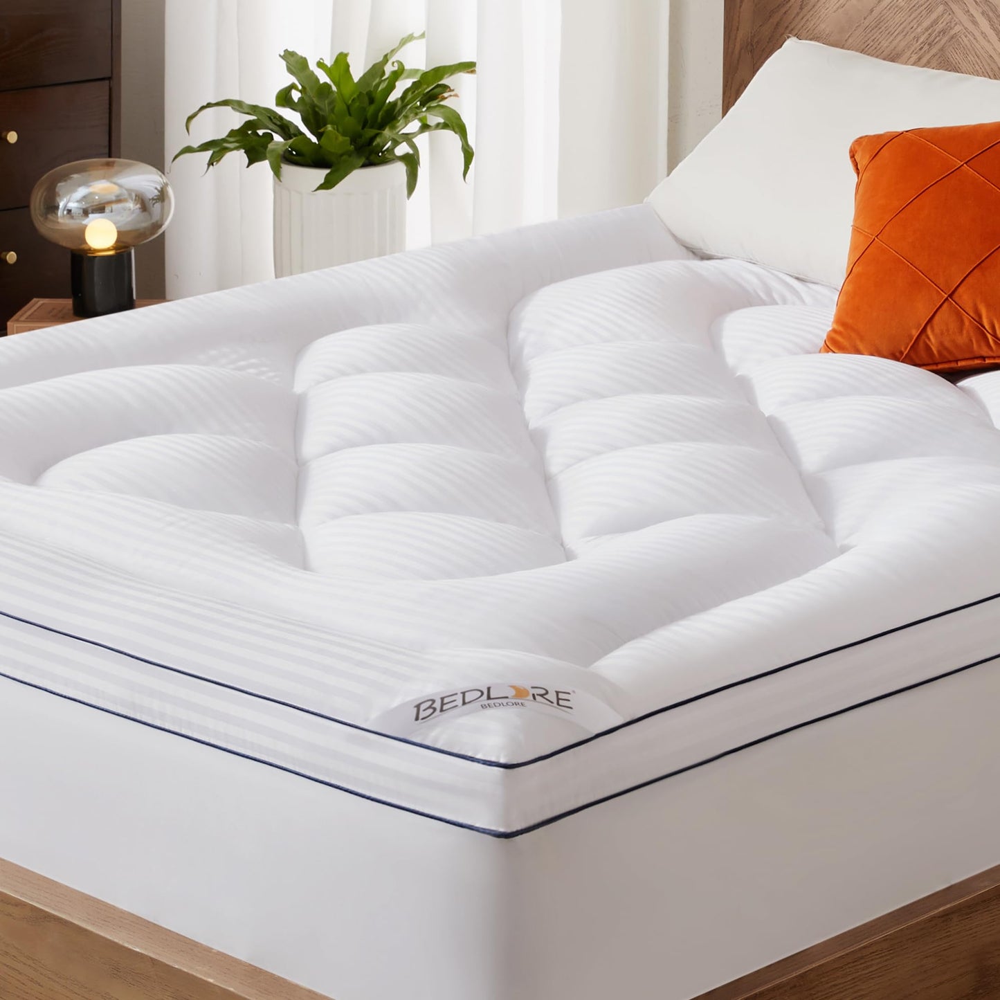 BEDLORE Queen Mattress Topper, Thick Pillow Top Bed Cover for Back Pain Relief, Soft Mattress Pad with Deep Pockets 6-18 inch