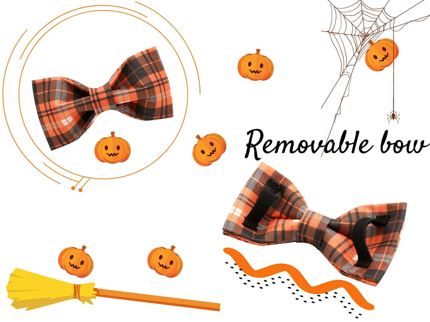 Lionheart glory Halloween Holiday Dog Collar Adjustable Soft Dog Collar with Bowtie, Pet Gift Dog Collars Bow for Small Medium Large Dogs