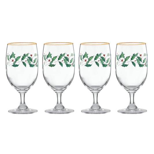 Lenox 849606 Holiday 4-Piece Iced Beverage Glass Set, Christmas Dinnerware, Hosting