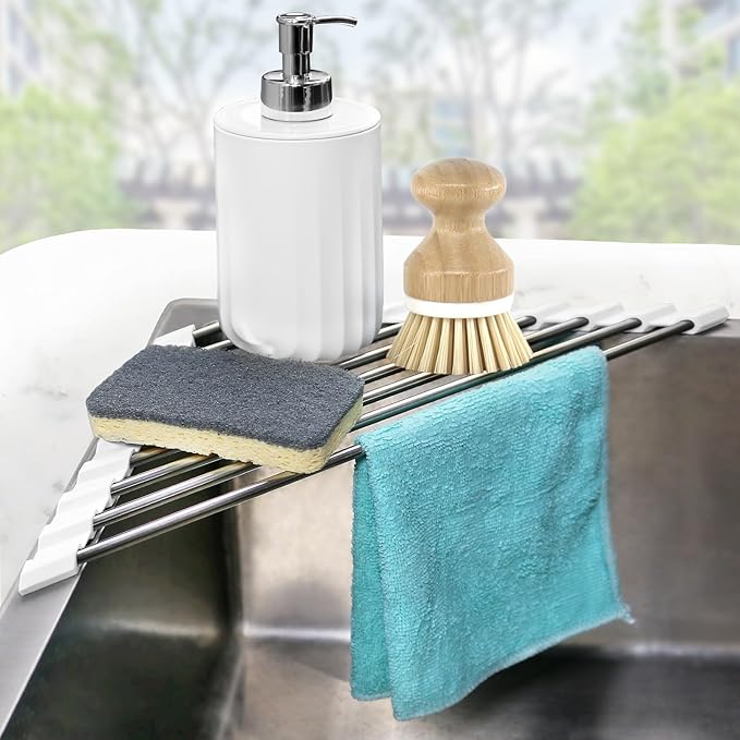 Sink Caddy Sponge Holder for Kitchen Sink, Small Dish Drainer for Kitchen