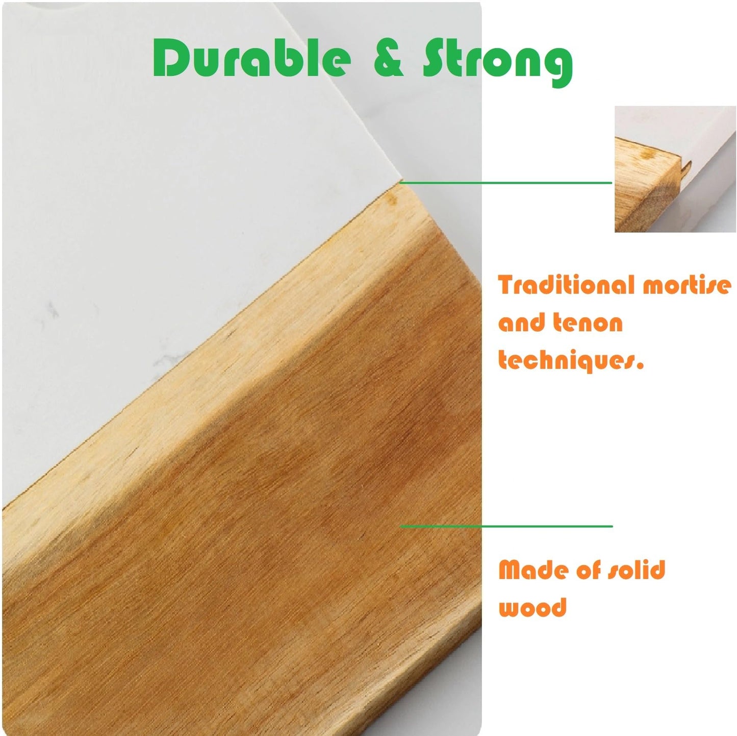 Azauvc Cutting Board with Marble and Natural Wood,Serving Board for Steak Fruits with Handle,Chopping Board for Bread as Serving Trays (White)