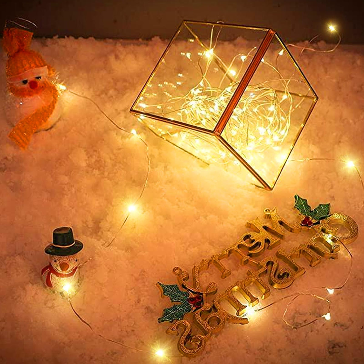 Aogist 2-Pack 16FT Fairy Lights with Spool,Ultra-Bright 50 LEDs Battery Operated Copper Wire String Light for Bedroom Christmas Wedding Centerpiece Parties Decoration,Warm White