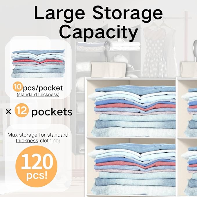 Space-Saving Hanging Closet Storage Organizer – Dual-Row Foldable Shelves