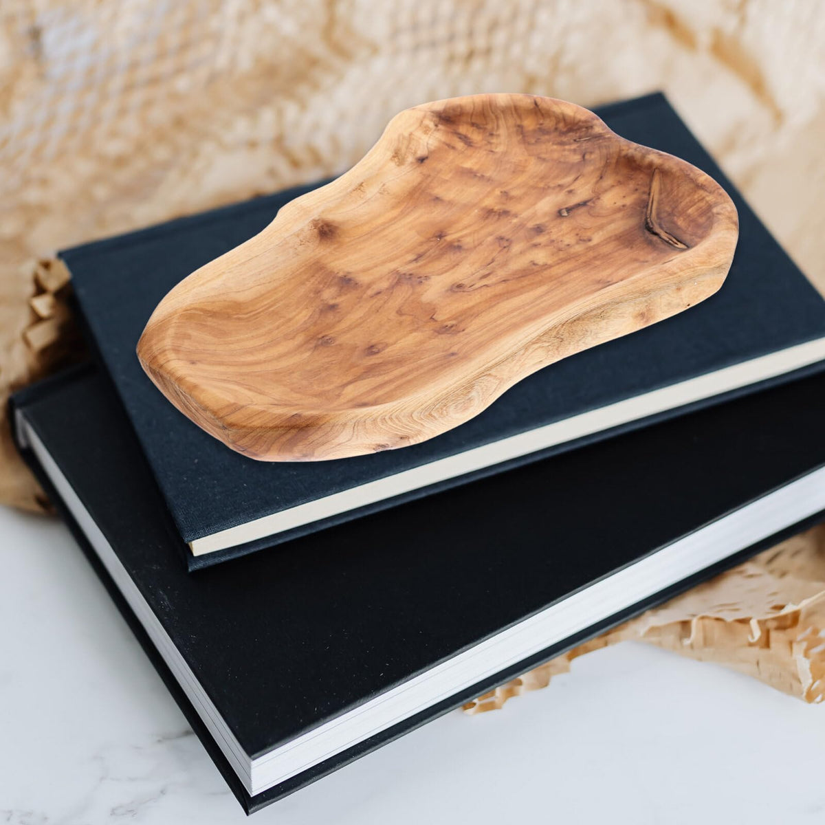 UPKOCH Bamboo Serving Tray 11.41X6.49 Inch Irregular Root Carving Wooden Fruit Bowl Multi-Functional Kitchen Platter for Snacks Salad and Entertaining