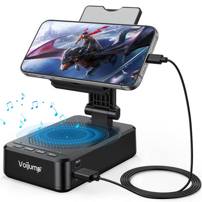 Cell Phone Stand with Wireless Bluetooth Speaker and Charging, Anti-Slip Base HD Surround Sound, Perfect for Home/Outdoor, Phone Holder Compatible with iPhone/ipad/Samsung Galaxy, Gifts for Men Women