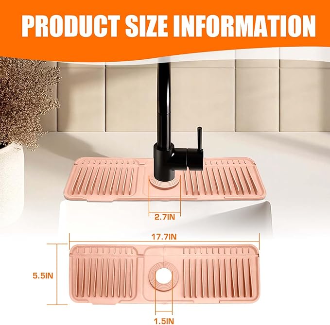 Pink Button Style Faucet Drip Catcher – Silicone Faucet Mat