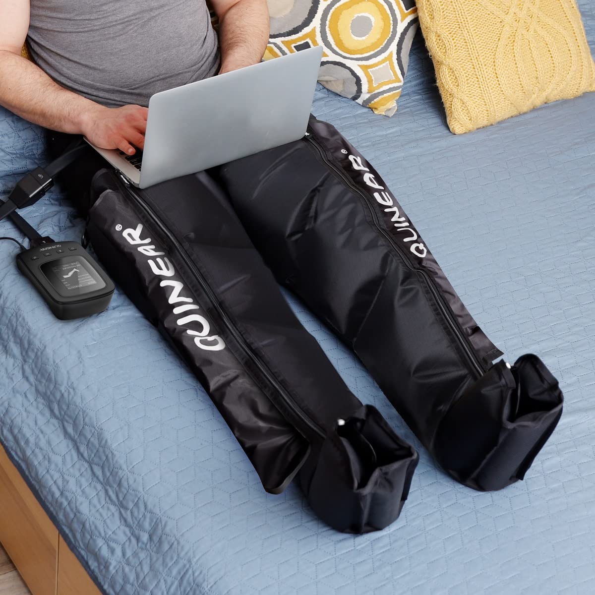 QUINEAR Air Compression Recovery System, Professional Sequential Device for Massage Therapy, Foot and Leg Recovery Boots to Improve Circulation for Athletes, FSA-HSA Eligible (Medium)