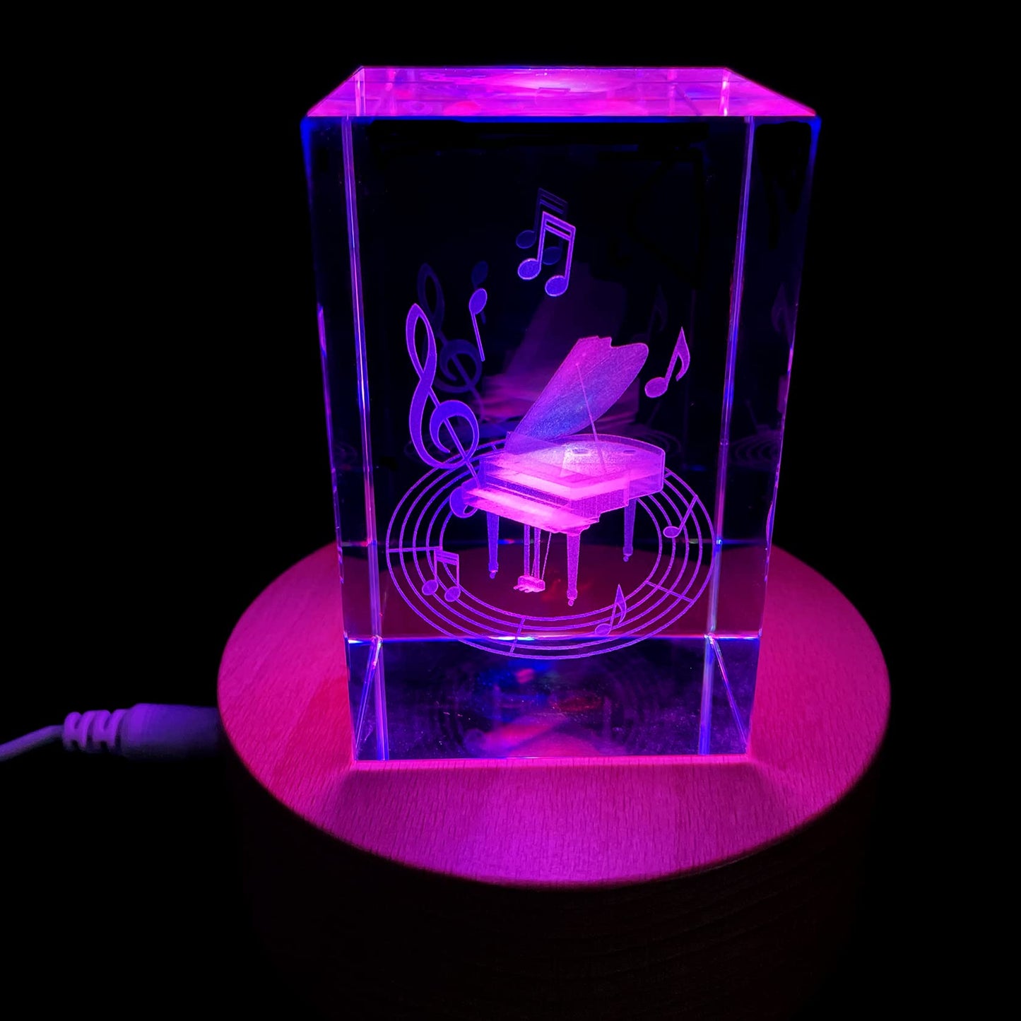 XINDAM 3D Piano Paperweight Laser Etched in Crystal Glass Cube for Graduation Christmas Birthday Valentine's Day