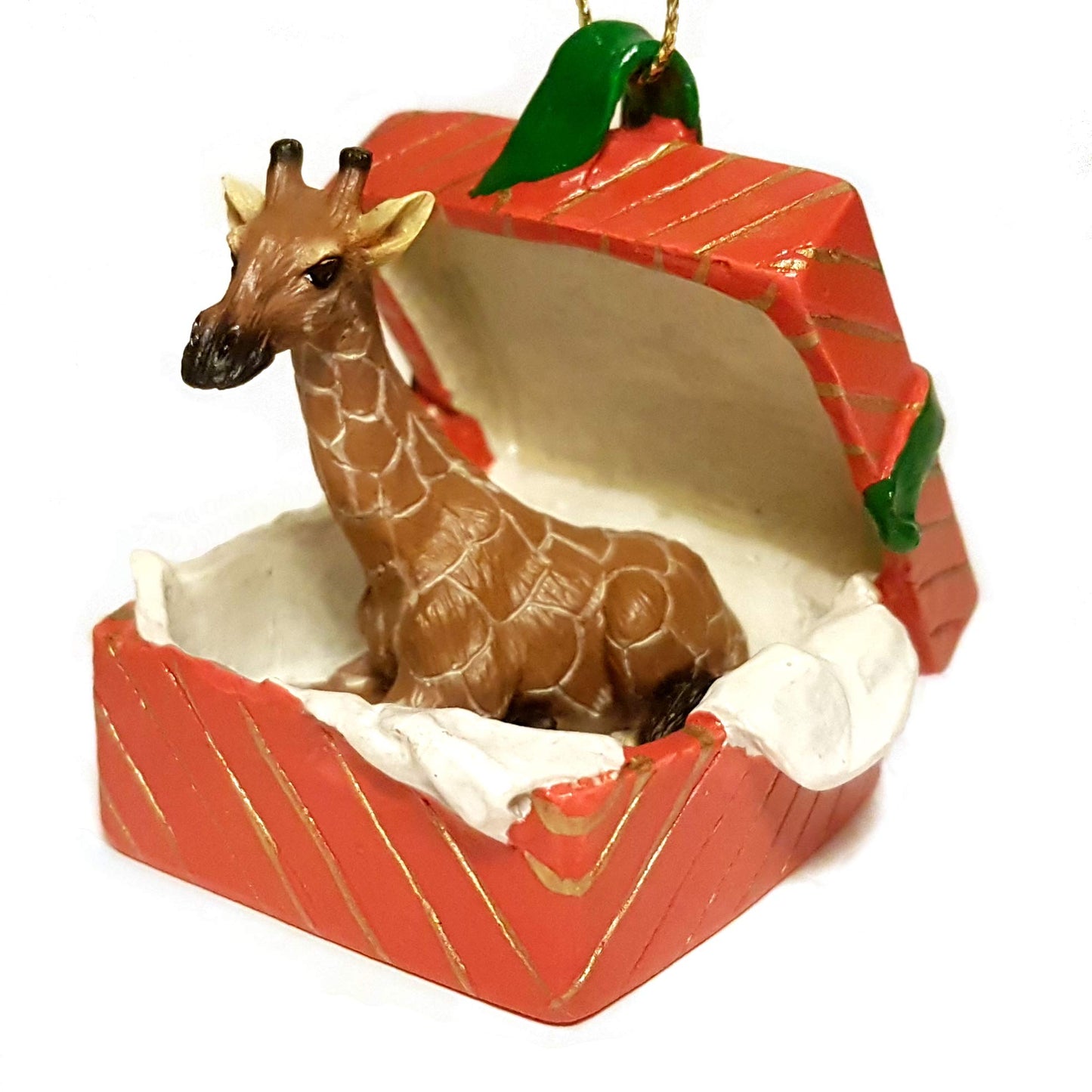 Giraffe in a RED Gift Box Christmas Ornament New Resin RGBA20