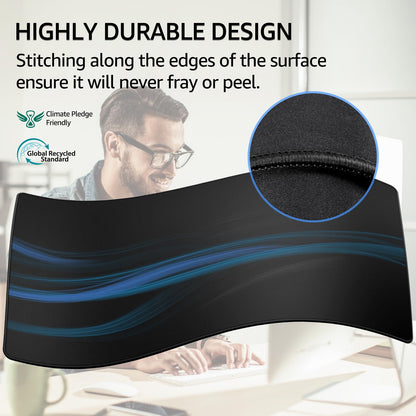 KTRIO Large Gaming Mouse Pad Desk Mat, Superior Micro-Weave Cloth for Precise Mouse Control, Non-Slip Rubber Base, Stitched Edges, Water-Resistant, for Gamer, Office & Home, 31.5" x 15.7" inches