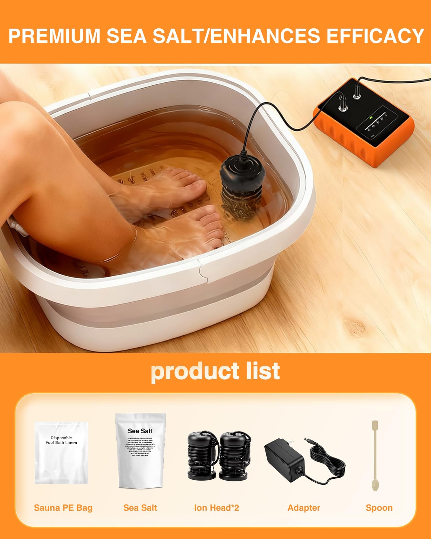 Ionic Foot Detox Machine,Foot Spa at Home detox,Ion Detox Foot Bath Cleanse Machine to Remove Toxins-2 Arrays,80 Disposable Foot Bath Liners,Detox Sea Salt,Upgraded Durable Basin