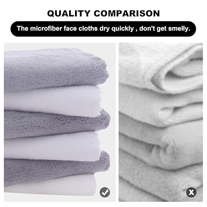 MOONQUEEN Microfiber Facial Cloths Fast Drying Washcloth 24 Pack