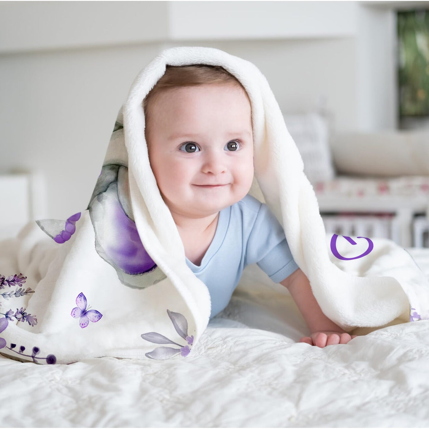 MAIWELL Personalized Baby Blanket with Name, Custom Elephant Kids Name Blankets for Girls, Receiving Blankets for Newborn Blanket, Customized Baby Shower Christmas Birthday Gifts