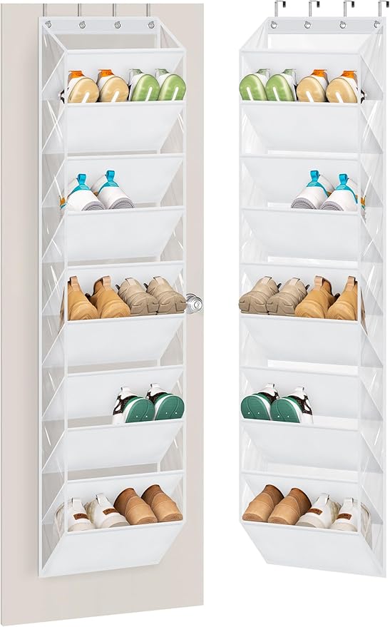 AOODA 10 Tier Clear Over the Door Shoe Organizer Storage, Deep Pockets Large