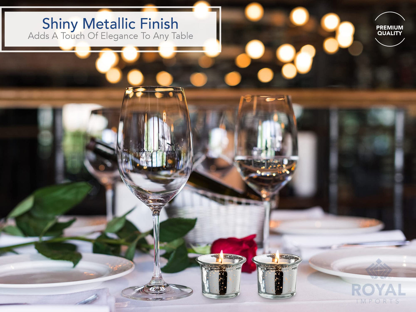Royal Imports Silver Oyster Mercury Glass Votive Candle Holder, Table Centerpiece Tealight Decoration for Elegant Dinner, Party, Wedding, Holiday, Set of 6 (Unfilled)