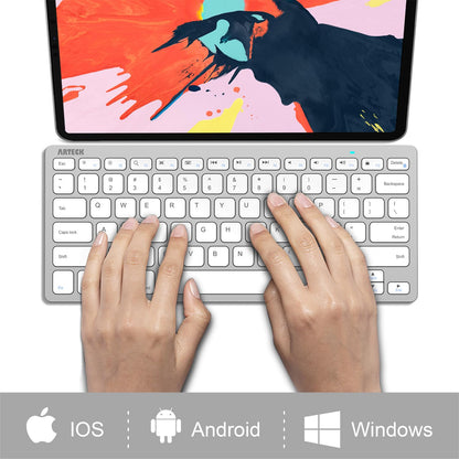 Arteck Ultra-Slim Bluetooth Keyboard Compatible with iPad 10.2-inch/iPad Air/iPad 9.7-inch/iPad Pro/iPad mini, iPhone and Other Bluetooth Enabled Devices Including iOS, Android, Windows, Black