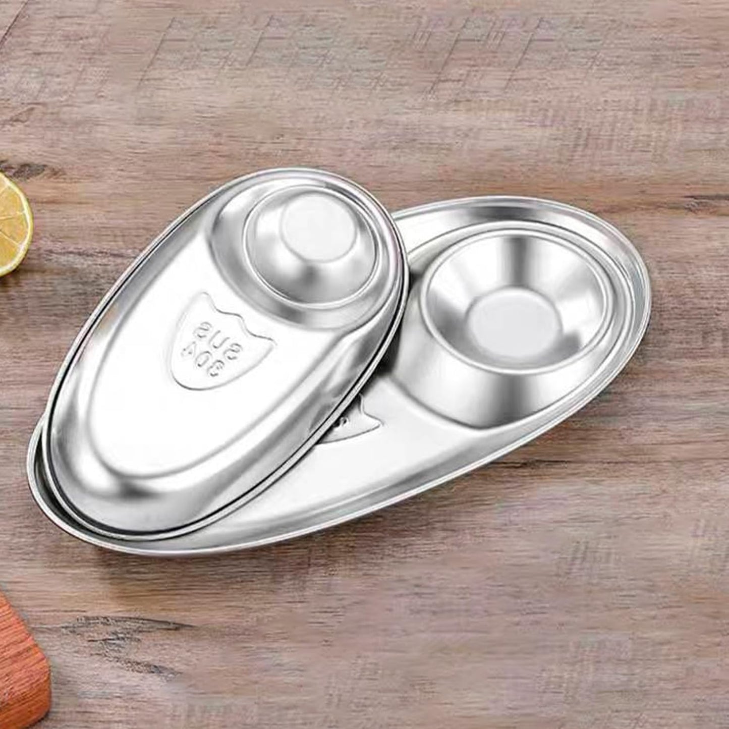 Hapivida 2Pcs Chip and Dip Serving Platter Set, Divided Snack Plates Set Sushi Plates with Sauce Section for Party Appetizer Salad Snack Veggies Fruit Taco