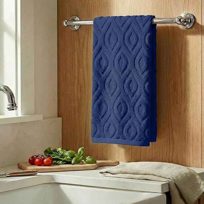 Artoid Mode 1 Pc Navy Blue 3D Diamond Grid Jacquard Hand Towels