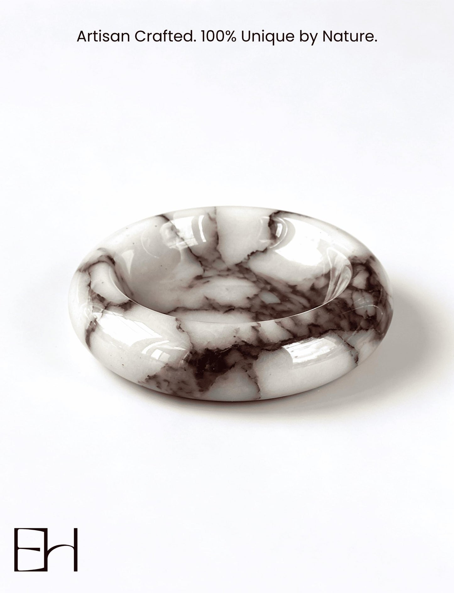 EXCHUES Marble Trinket Dish - Small Round Decorative Stone Jewelry Tray for Rings & Earring, Natural Stone Catchall Bowl for Nightstand, Bathroom & Home Decor (4")
