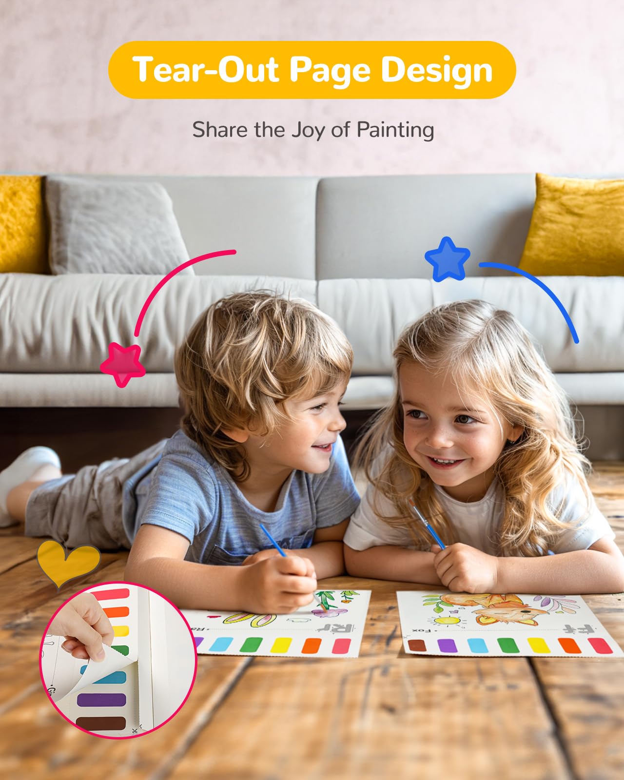 TECJOE Paint with Water Coloring Books for Toddlers, A to Z 26 Pages Animal Watercolor Paint Set with 3 Brushes, Mess Free Painting Activity for Kids Ages 4 5 6 7 8, Christmas Gifts Arts & Crafts Toy