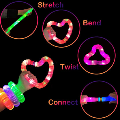 24 PCS Light Up Party Favors Supplies for Kids 4-8-12,Bulk Glow Sticks Bracelet Necklace Accessories Decorations for Toddlers,Valentines Mardi Gras Birthday Goodie Bag Stuffers Gifts for Boys Girls