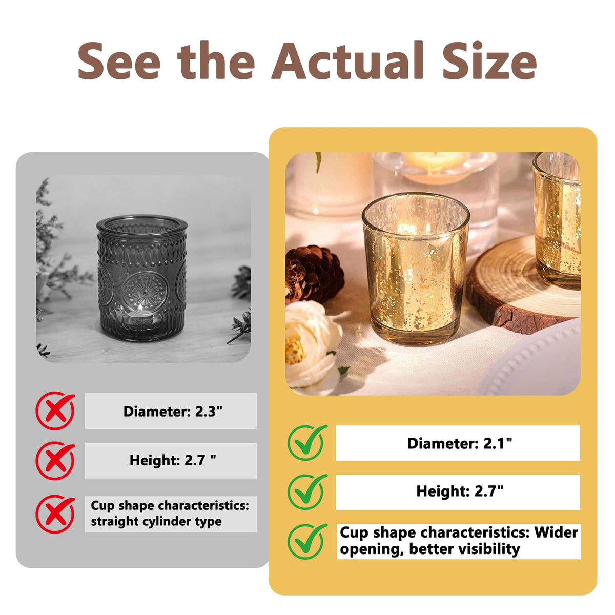 BALITIOYI Gold Mercury Votive Candle Holders 12 Pcs Votives Glass Table Wedding Decorations (12, 2.7" x 2.1")