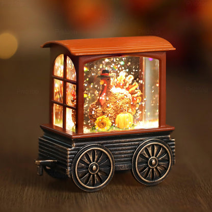 Priddop Fall Snow Globe Train Gnome Turkey Pumpkin Classic Relief Texture Battery Powered LED Glitter Fall Decorations for Home Autumn Harvest Thanksgiving Gifts