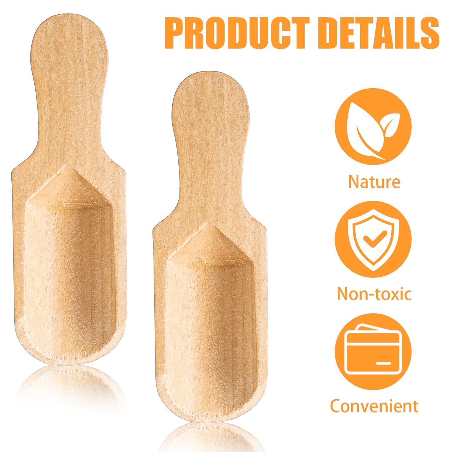 100 Pack Mini Wooden Spoons for Jars, Small Bath-Salt Scoops Mini Scooper Wooden Candy Spoon Washing Powder for Sugar Scrubs, Bath-Salts, Cooking