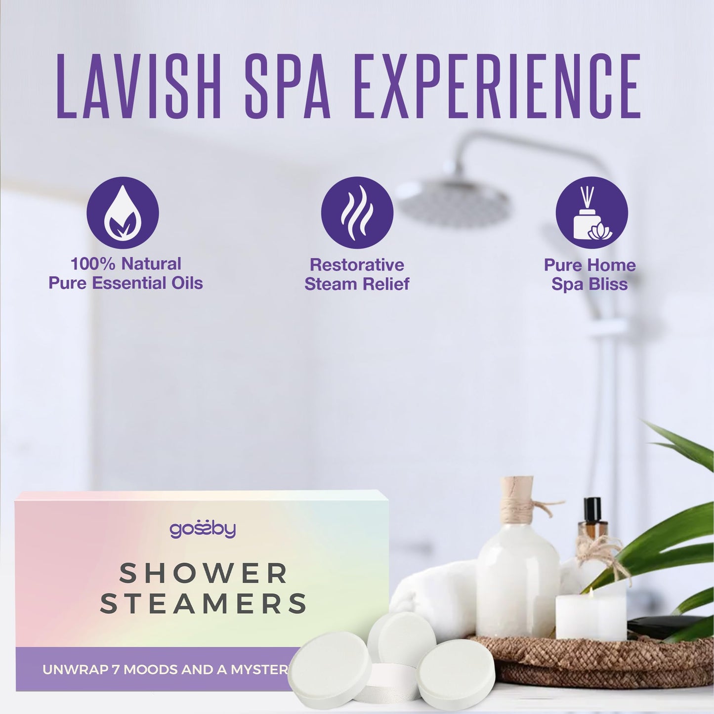 GOSSBY Shower Steamers Aromatherapy (8 Pcs) - Mothers Day Gift for Mom - Birthday, Stress Relief Gift for Women Wife Teen Girl - Basket Stuffers - Natural Essential Oils, Self Care Relaxation Home Spa