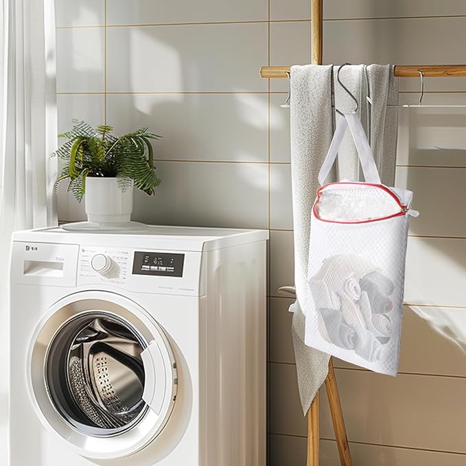 5-Pack Sock Laundry Bags with Metal Hooks, 10x12 Inch Mesh Washing Machine Bags