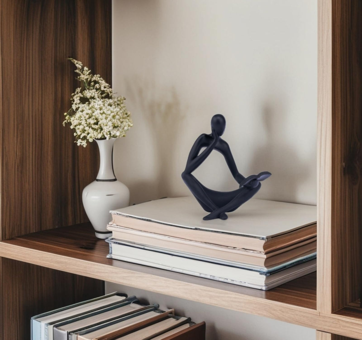 ZMLOOK "Reading Woman Thinker Sculpture is a Modern Abstract Decorative piece, a Favorite Among Book Lovers and Thinkers, Suitable for Placement in Living Rooms, Offices, and bedrooms. (Black B)